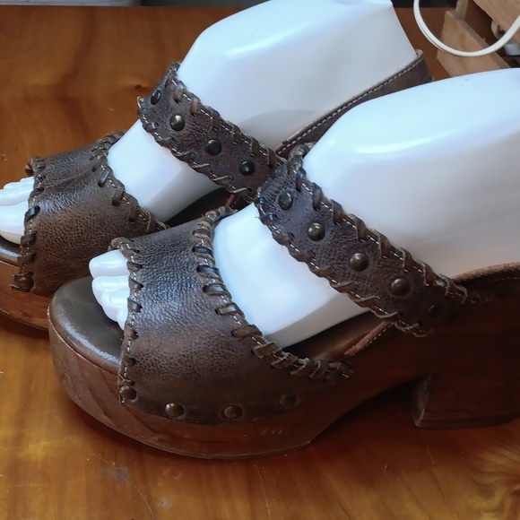 BedIstu Brown Leather Womens  Platform Sandals Size 7.5 - Picture 3 of 13